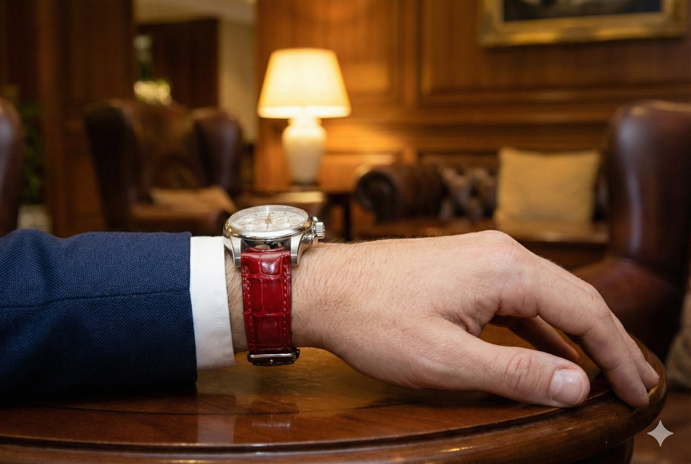 red crocodile watch strap