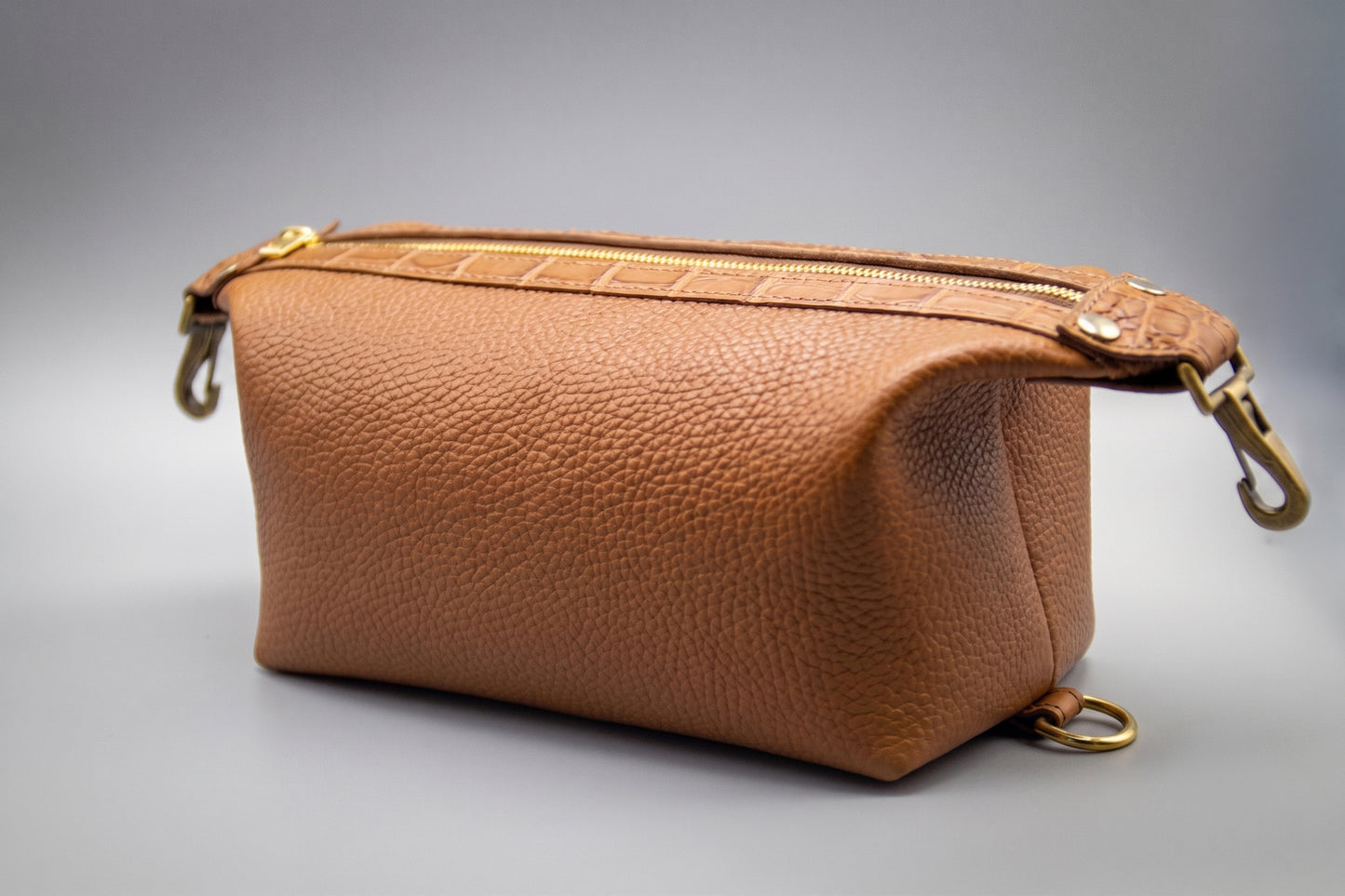 
                  
                    Leather Toiletry Bag Dopp Kit - Light Brown
                  
                