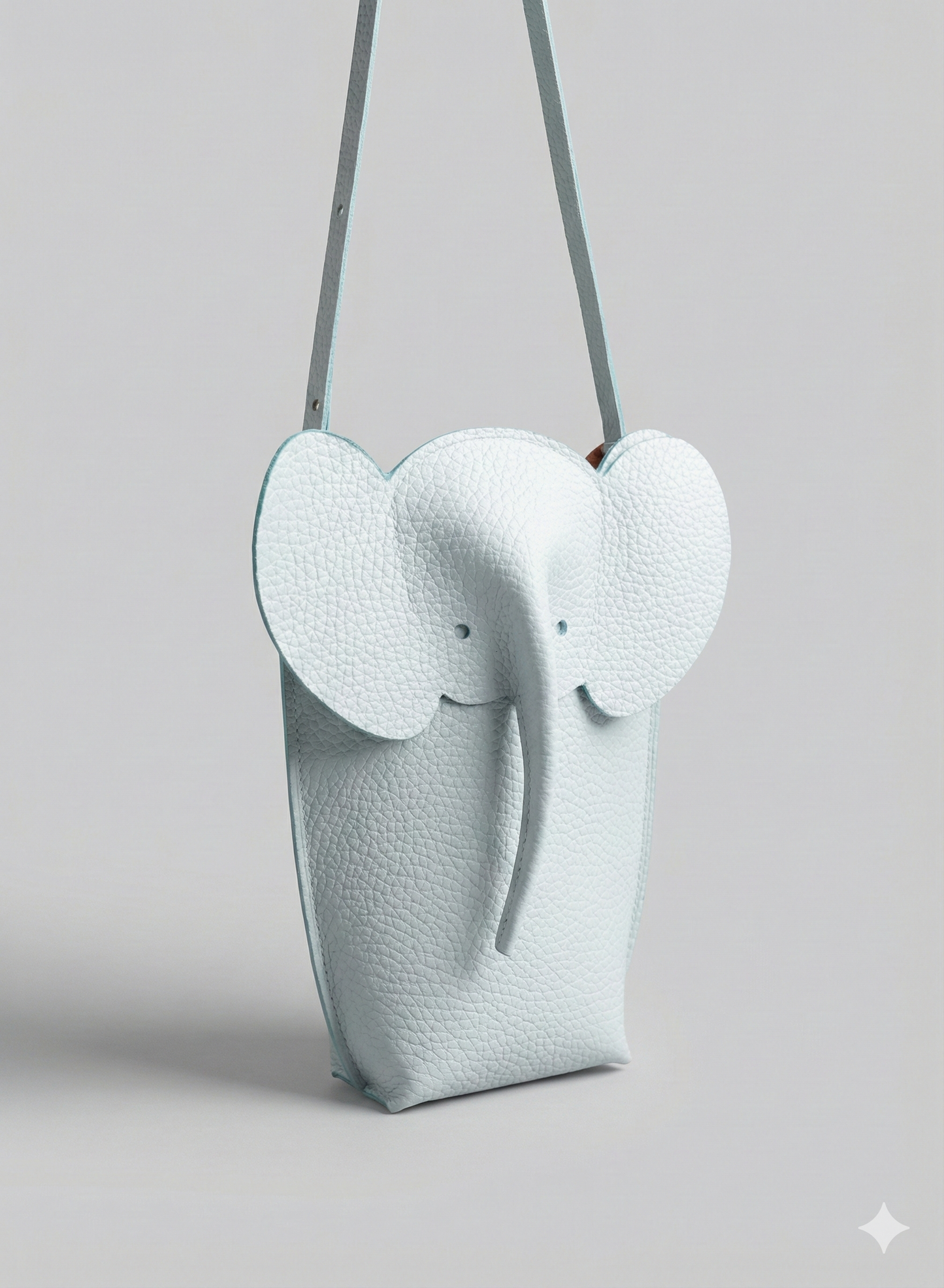 Elephant Crossbody Phone Purse - Baby Blue Italian Leather