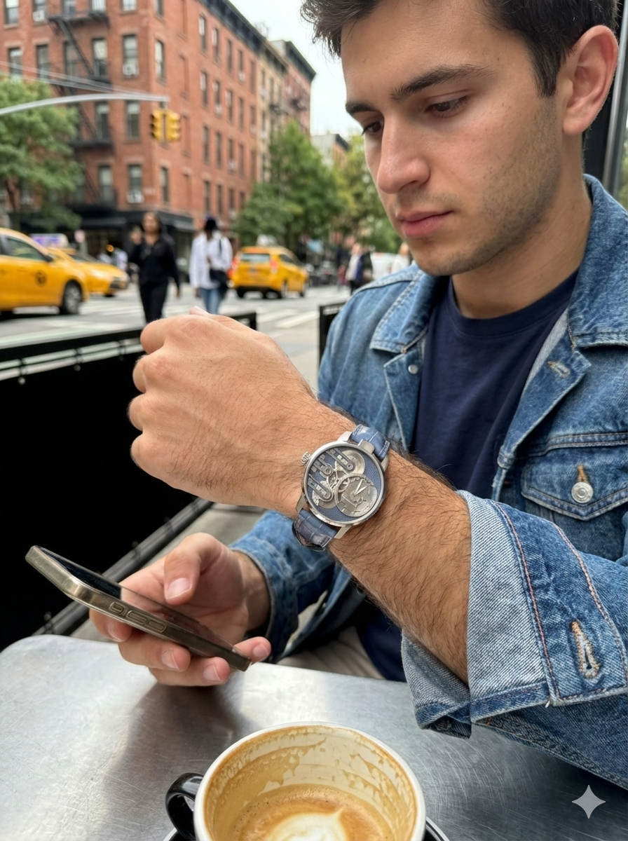 
                  
                    Crocodile Watch Strap - Faded Denim (Himalayan)
                  
                