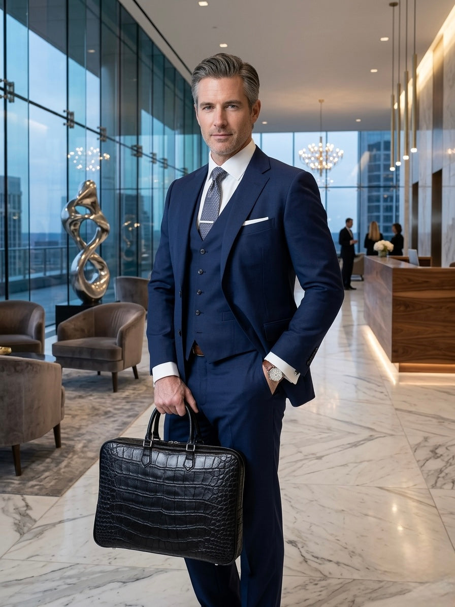 
                  
                    Bespoke Alligator Leather Briefcase - Black
                  
                