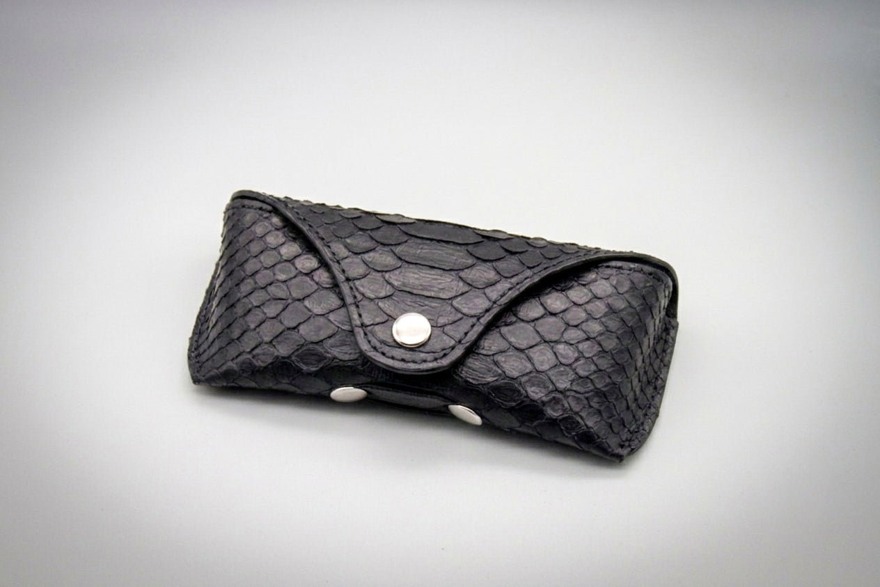 
                  
                    Python Leather Sunglasses Case - Black
                  
                