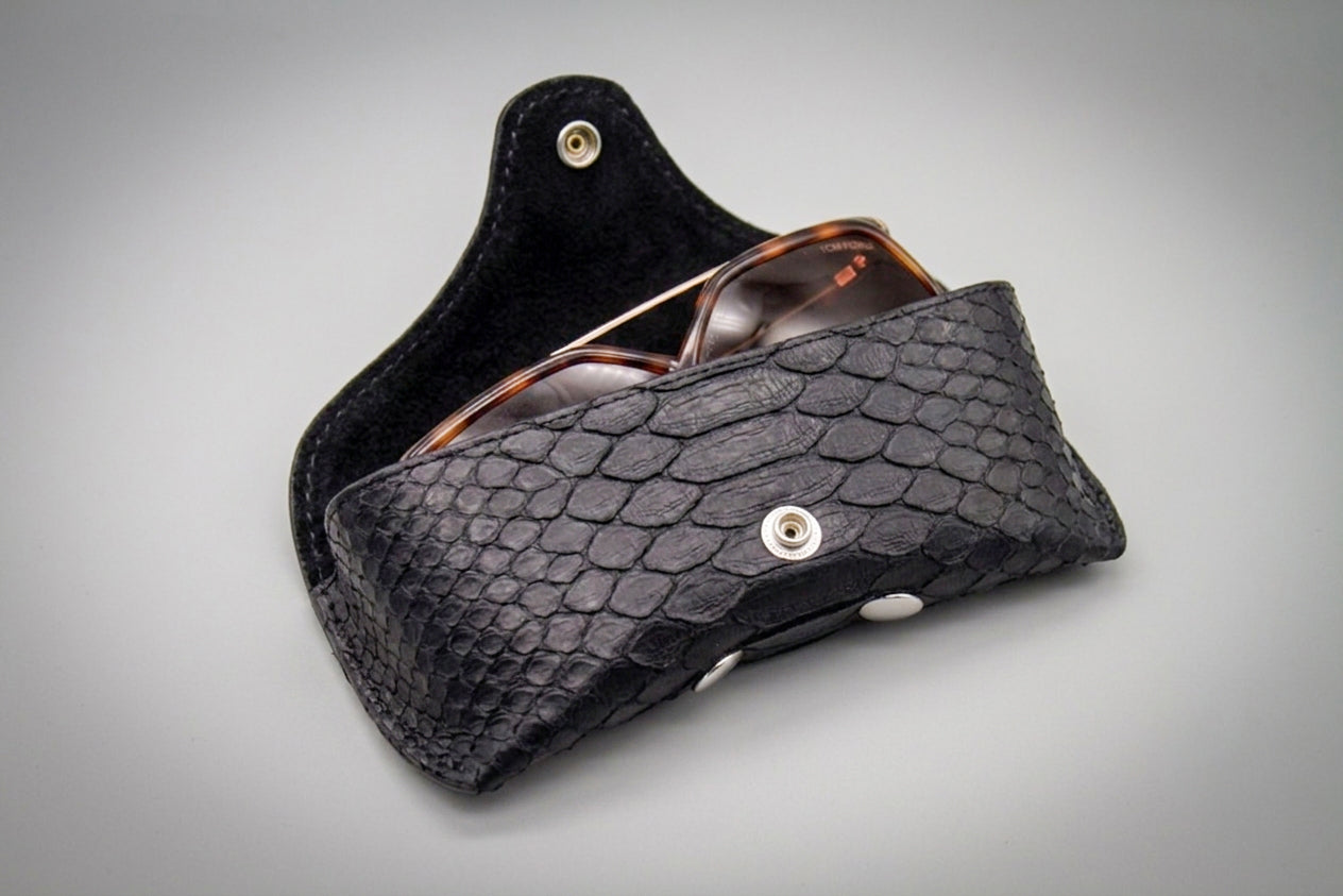 
                  
                    Python Leather Sunglasses Case - Black
                  
                
