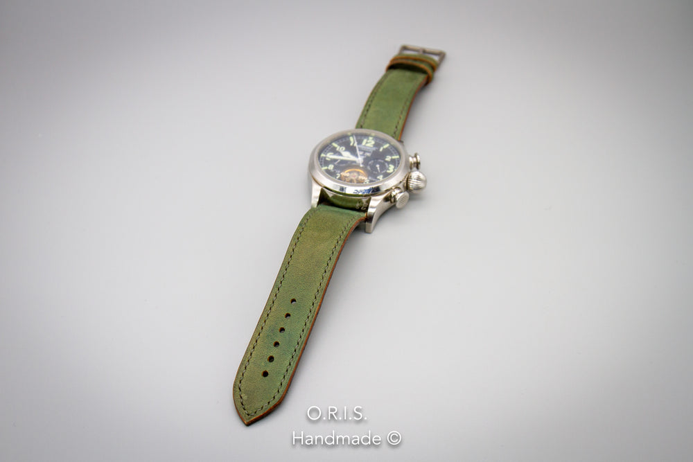 Reversed Shell Cordovan Leather Watch Strap - Green
