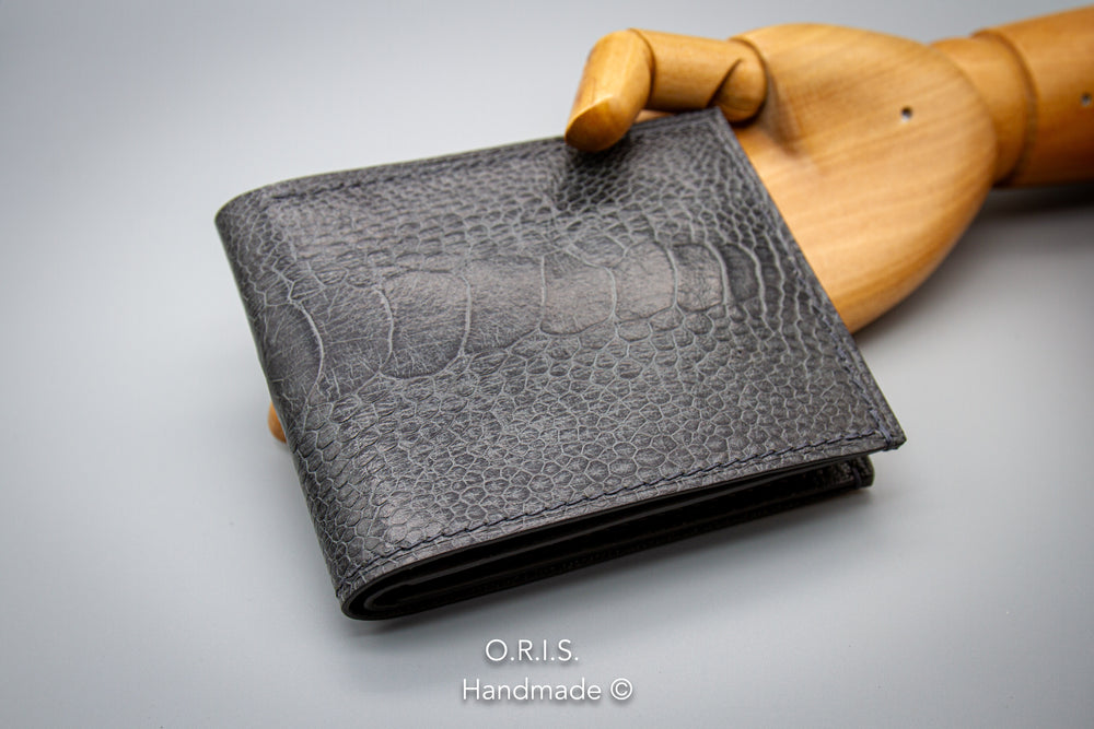 Genuine Black Ostrich Leg Skin Leather Wallet