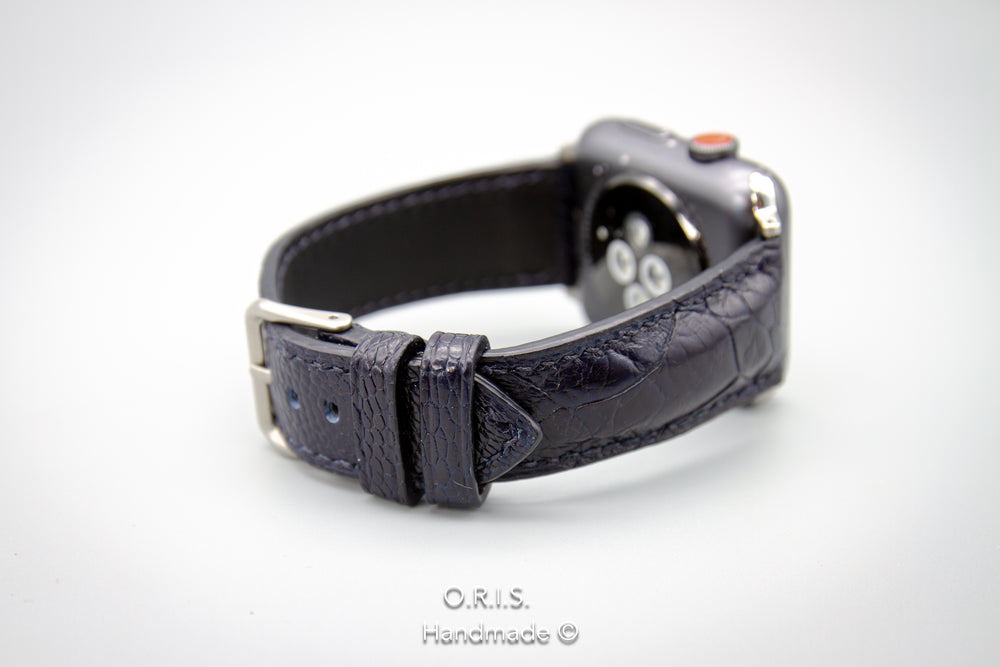 Apple Watch Band - Dark Blue Ostrich Leather