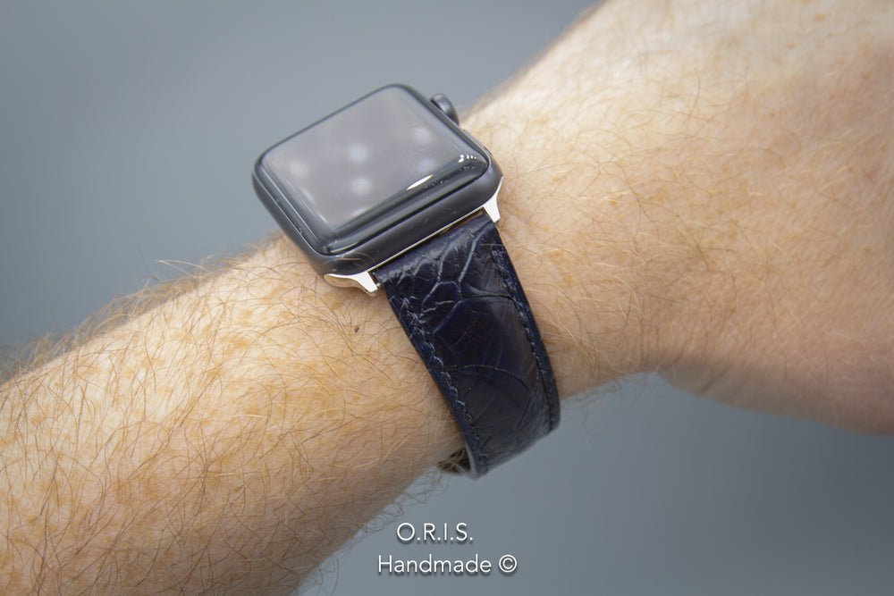 Apple Watch Band - Dark Blue Ostrich Leather