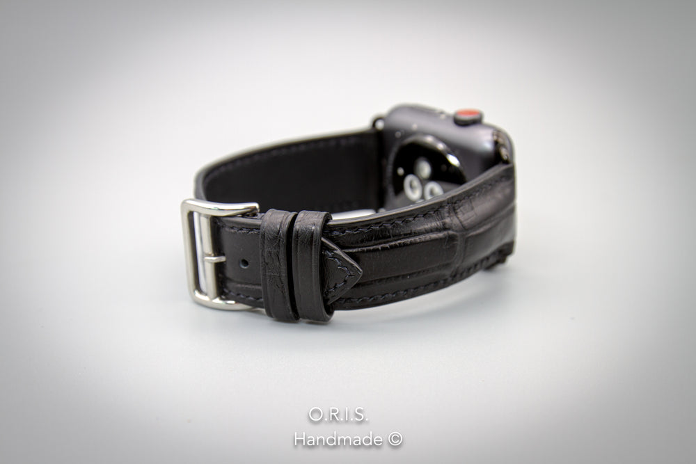 Apple Watch Band - Matte Black Alligator Leather