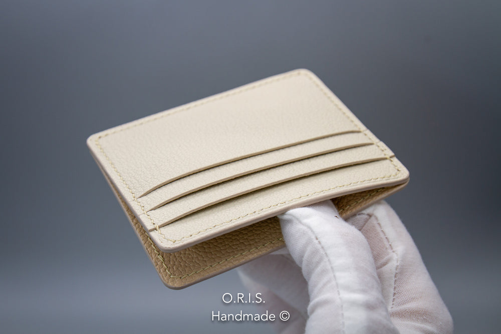 Leather Card Holder Wallet - Cream