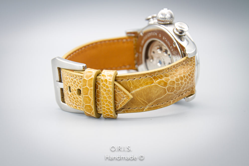 Ostrich Leather Watch Strap - Mustard (Padded)