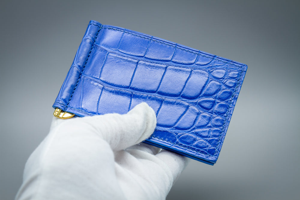 Crocodile Money Clip Wallet - Blue