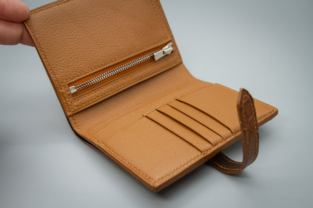Maxwell Scott Women's Mirabella Croco Leather Heart Wallet – Handmade In Italy, Tan Brown