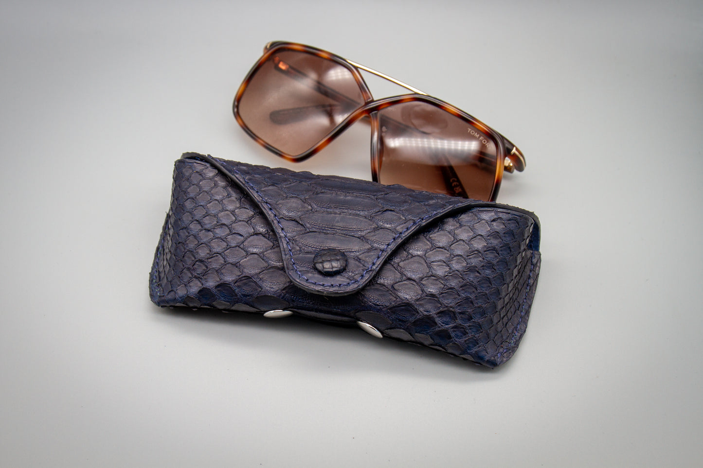 python leather sunglasses case