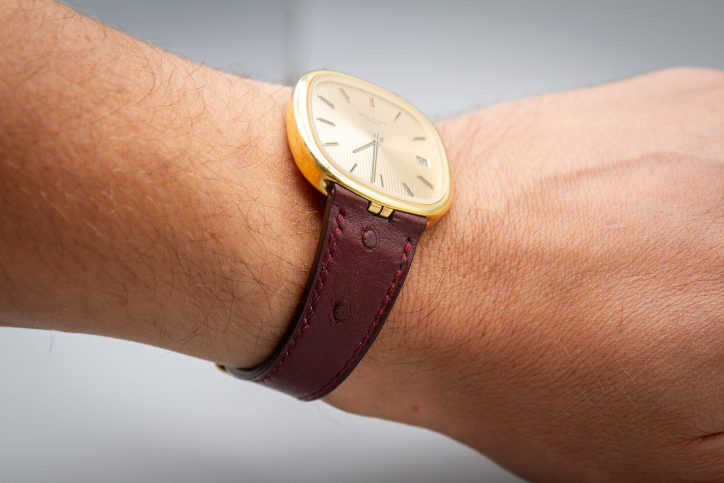 
                  
                    Ostrich Leather Watch Strap - Burgundy
                  
                
