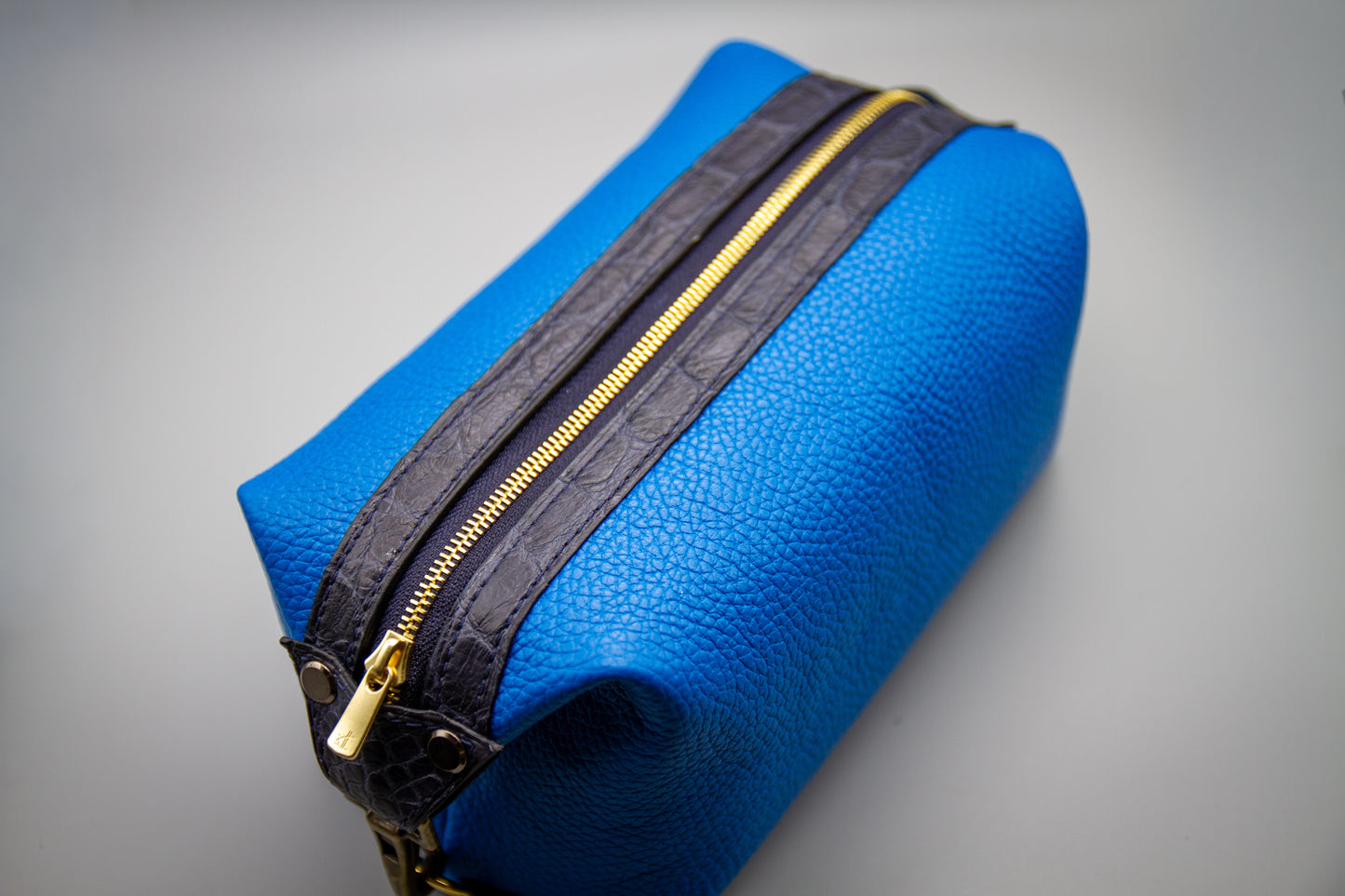 
                  
                    Leather Toiletry Bag Dopp Kit - Blue
                  
                