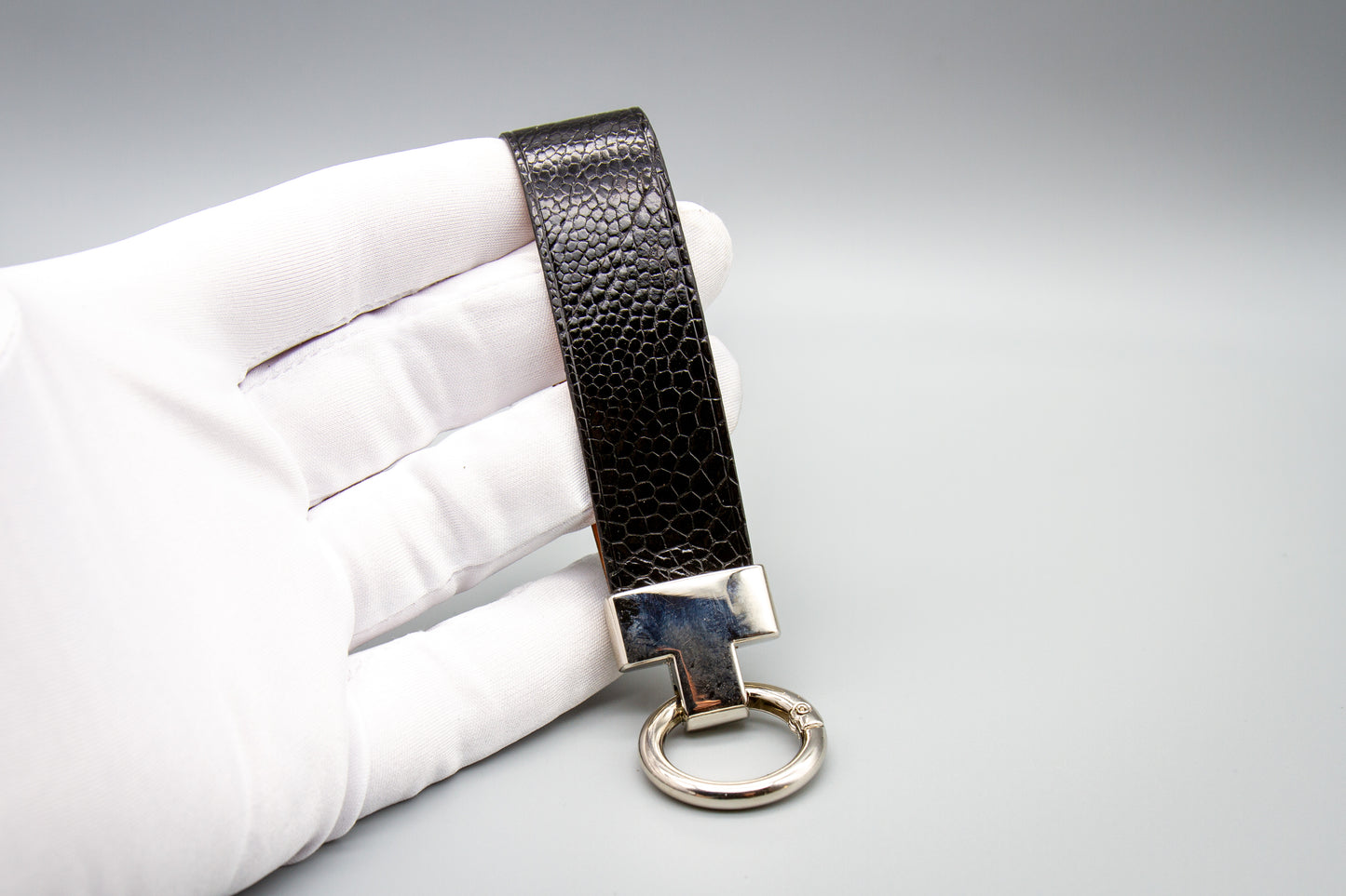 
                  
                    Luxury Leather Keychain - Black Ostrich
                  
                