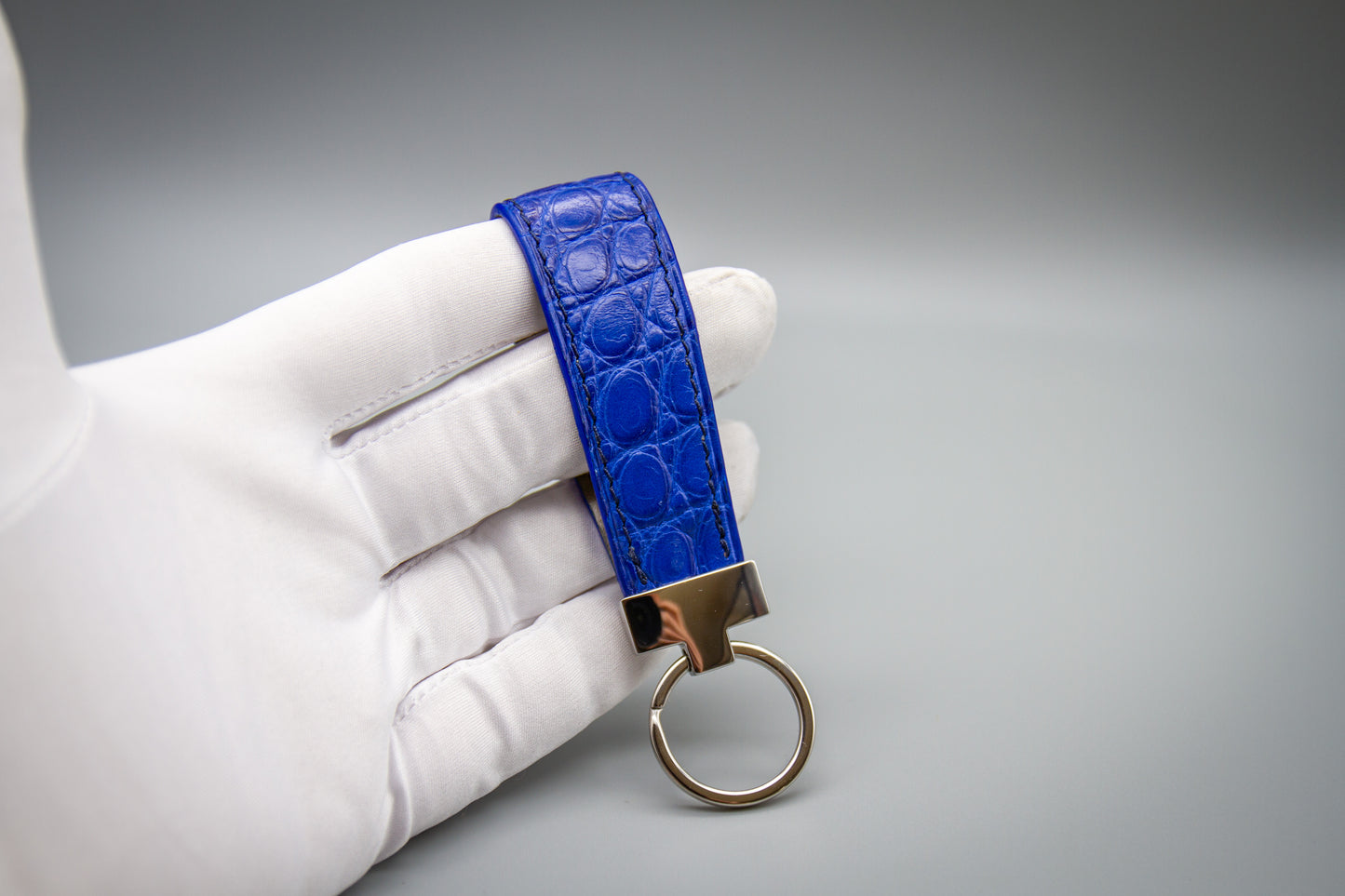 
                  
                    Luxury Crocodile Leather Keychain - Bright Blue
                  
                