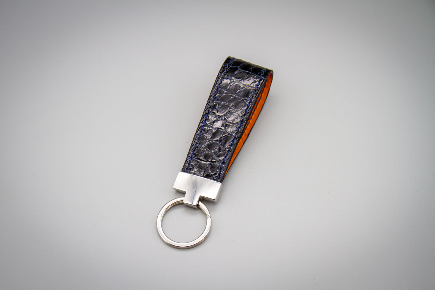 
                  
                    Luxury Alligator Leather Keychain - Midnight Blue
                  
                