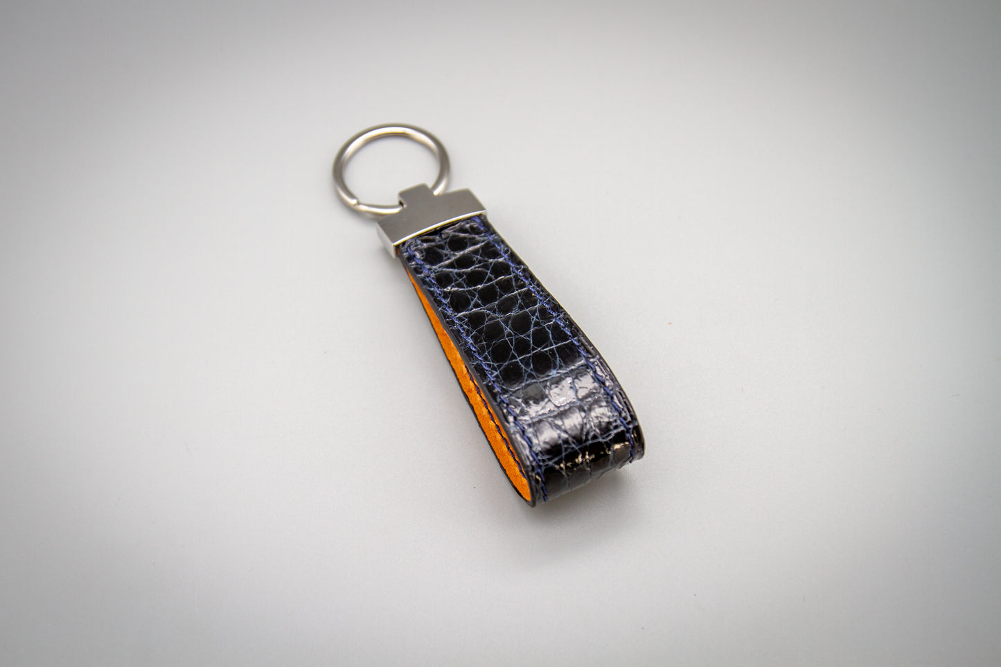 
                  
                    Luxury Alligator Leather Keychain - Midnight Blue
                  
                