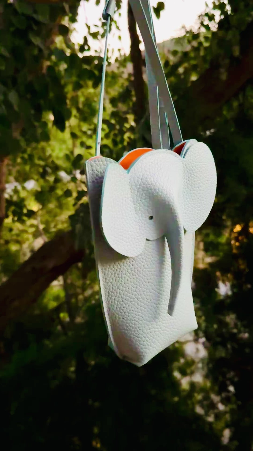 
                  
                    Load and play video in Gallery viewer, Elephant Crossbody Phone Purse - Baby Blue Italian Leather
                  
                