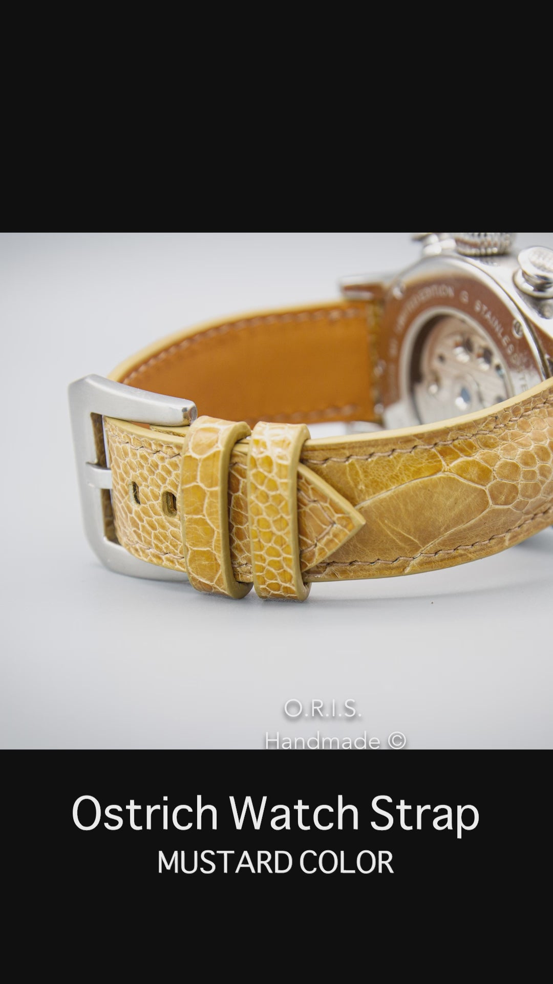 Ostrich Leather Watch Strap - Mustard (Padded)