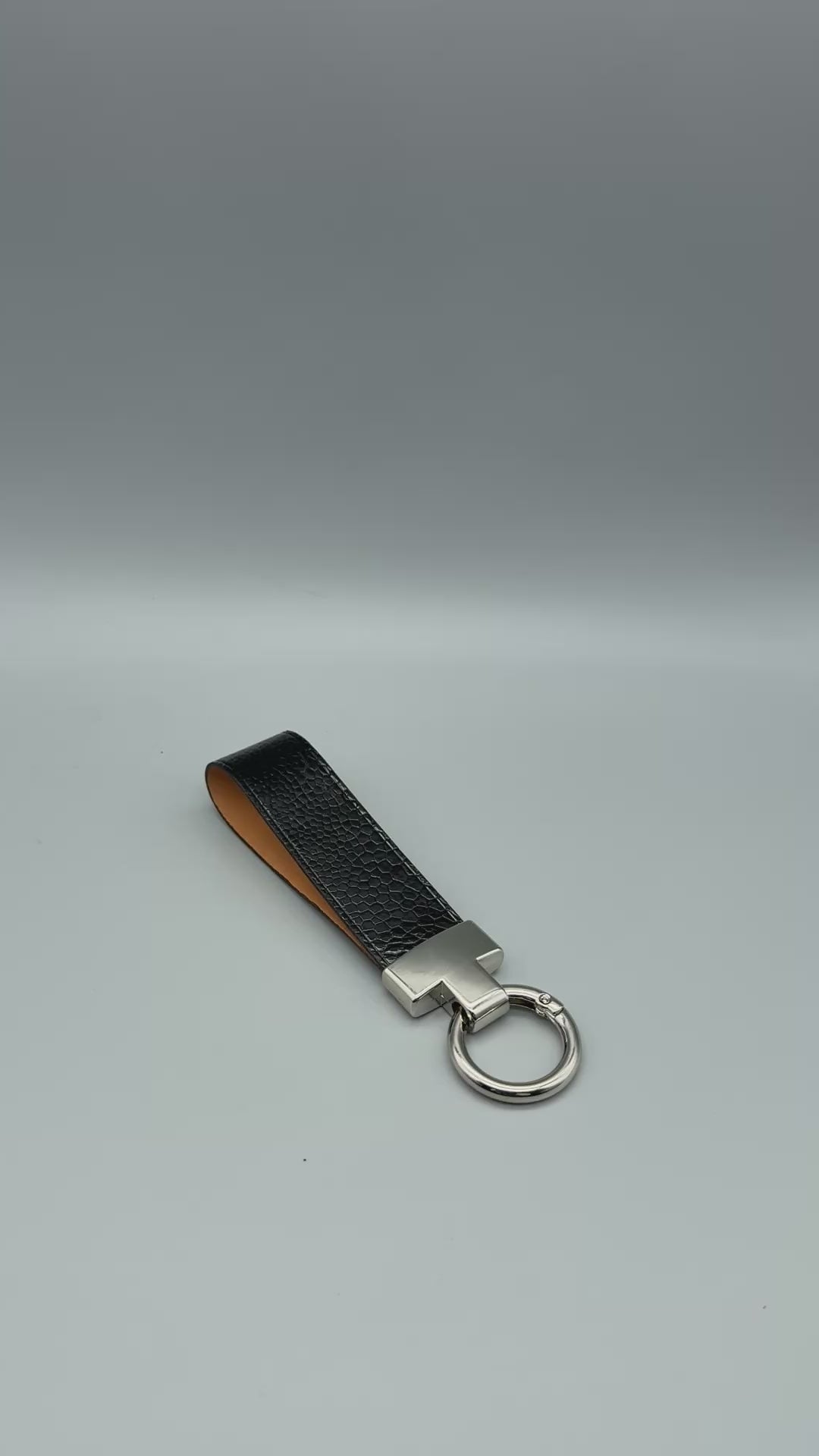 
                  
                    Load and play video in Gallery viewer, Luxury Leather Keychain - Black Ostrich
                  
                