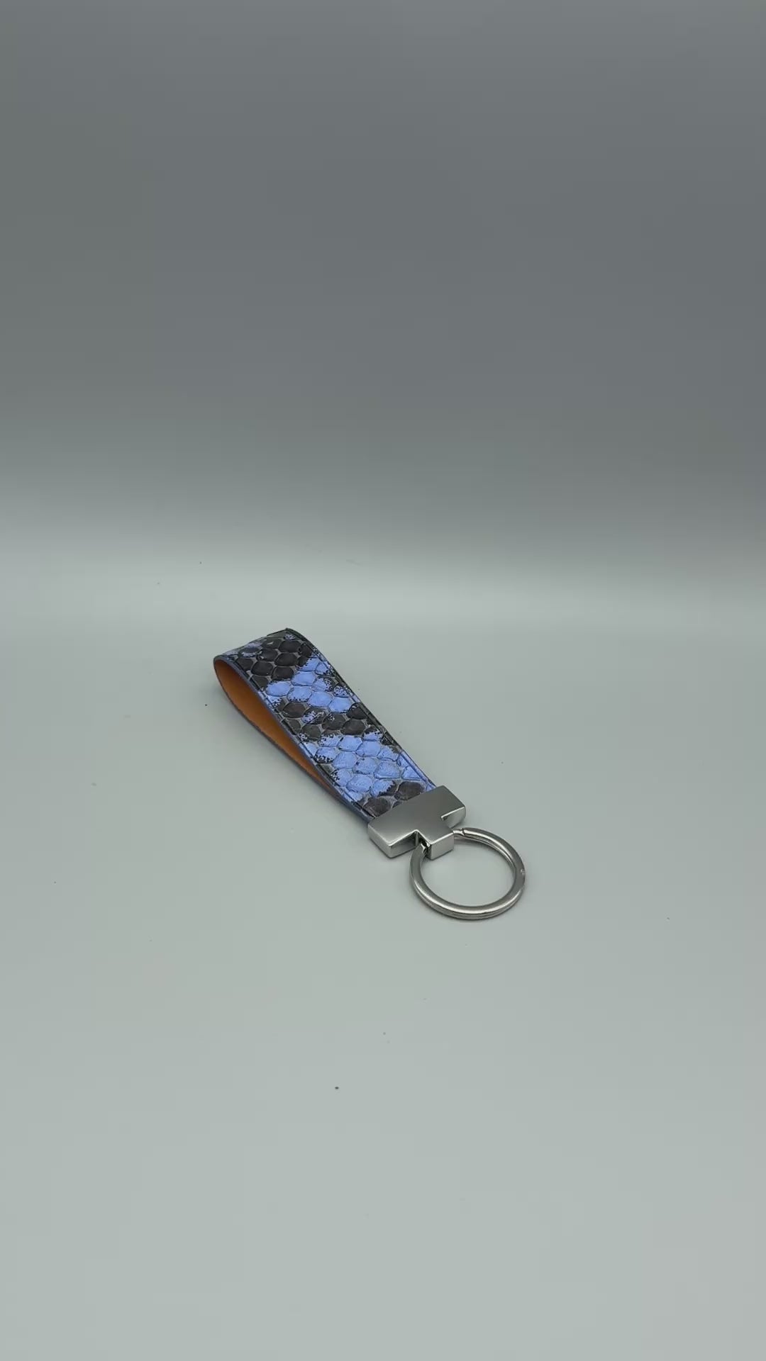 
                  
                    Load and play video in Gallery viewer, Luxury Leather Keychain - Blue Anaconda
                  
                