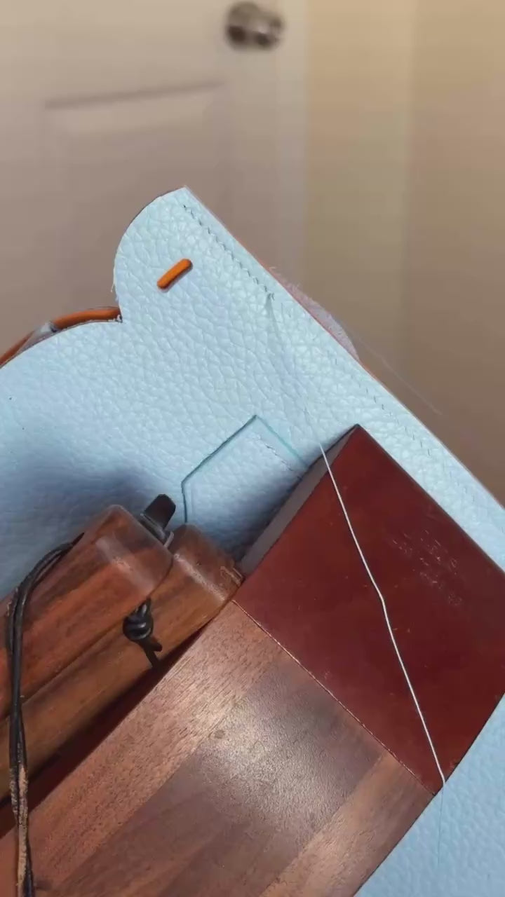 
                  
                    Load and play video in Gallery viewer, Elephant Crossbody Phone Purse - Baby Blue Italian Leather
                  
                