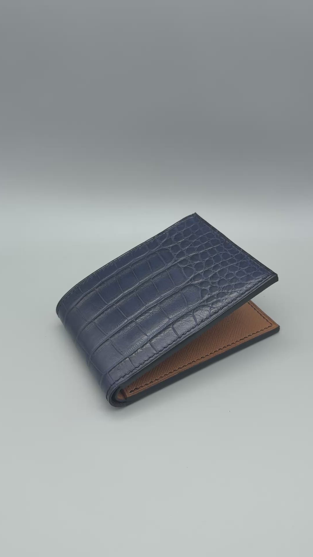 
                  
                    Load and play video in Gallery viewer, American Alligator Bifold Wallet - Matte Navy
                  
                