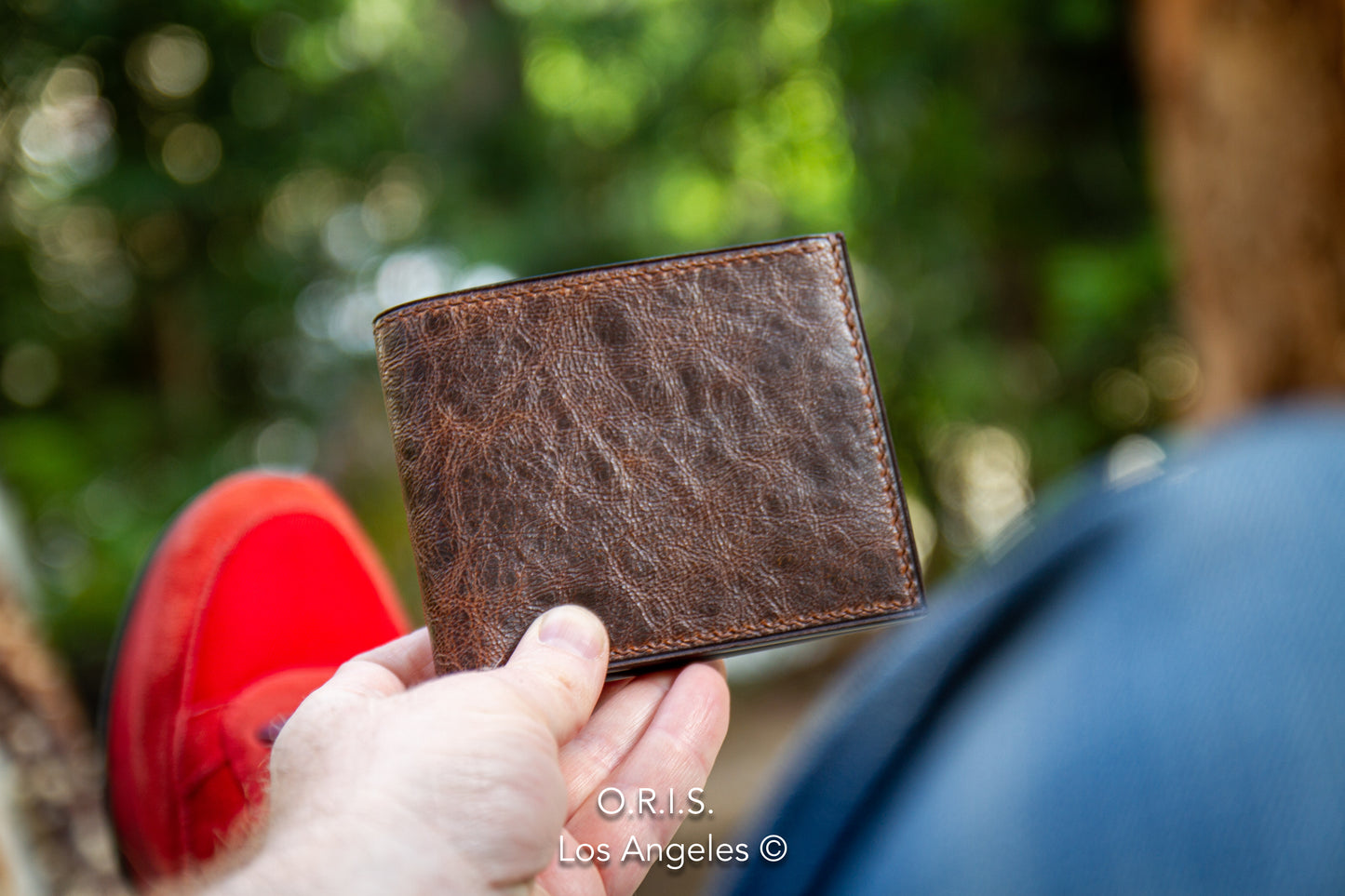 goat leather bifold wallet