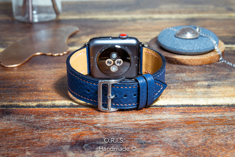 
                  
                    blue apple watch with leather band
                  
                