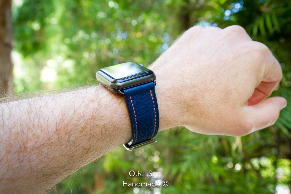 apple watch strap blue leather