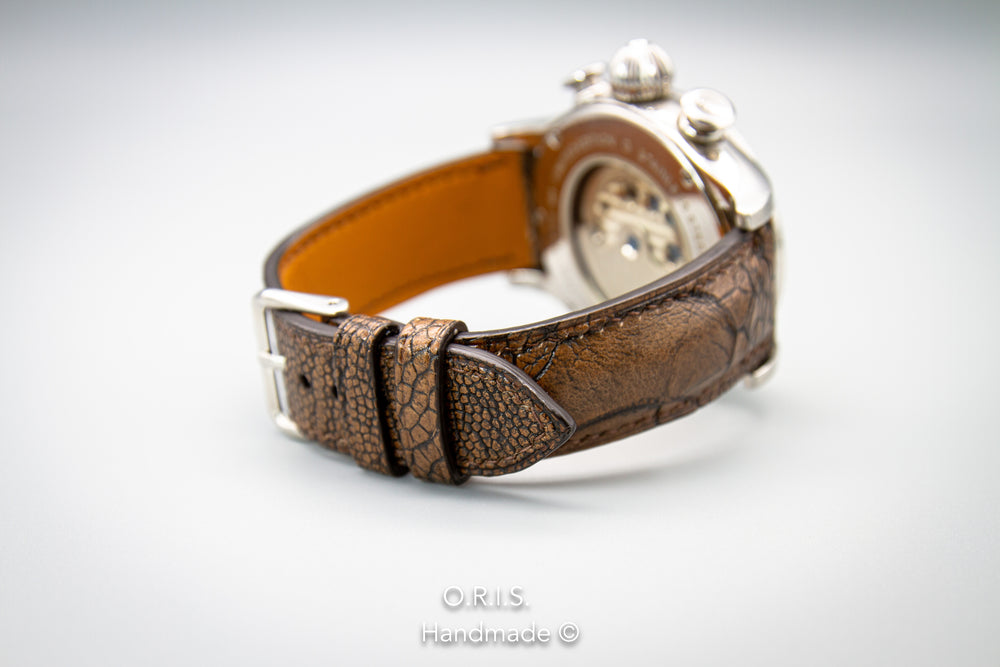 Ostrich Leather Watch Strap - Tobacco (Padded)