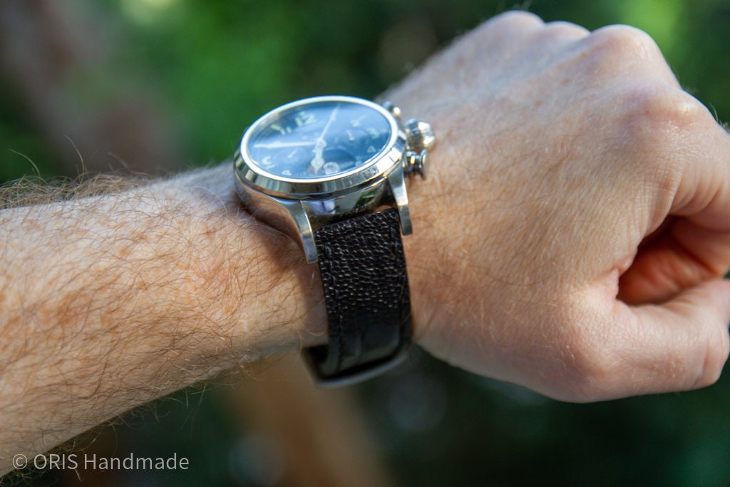 Ostrich Cognac Leather Watch Strap 24mm 
