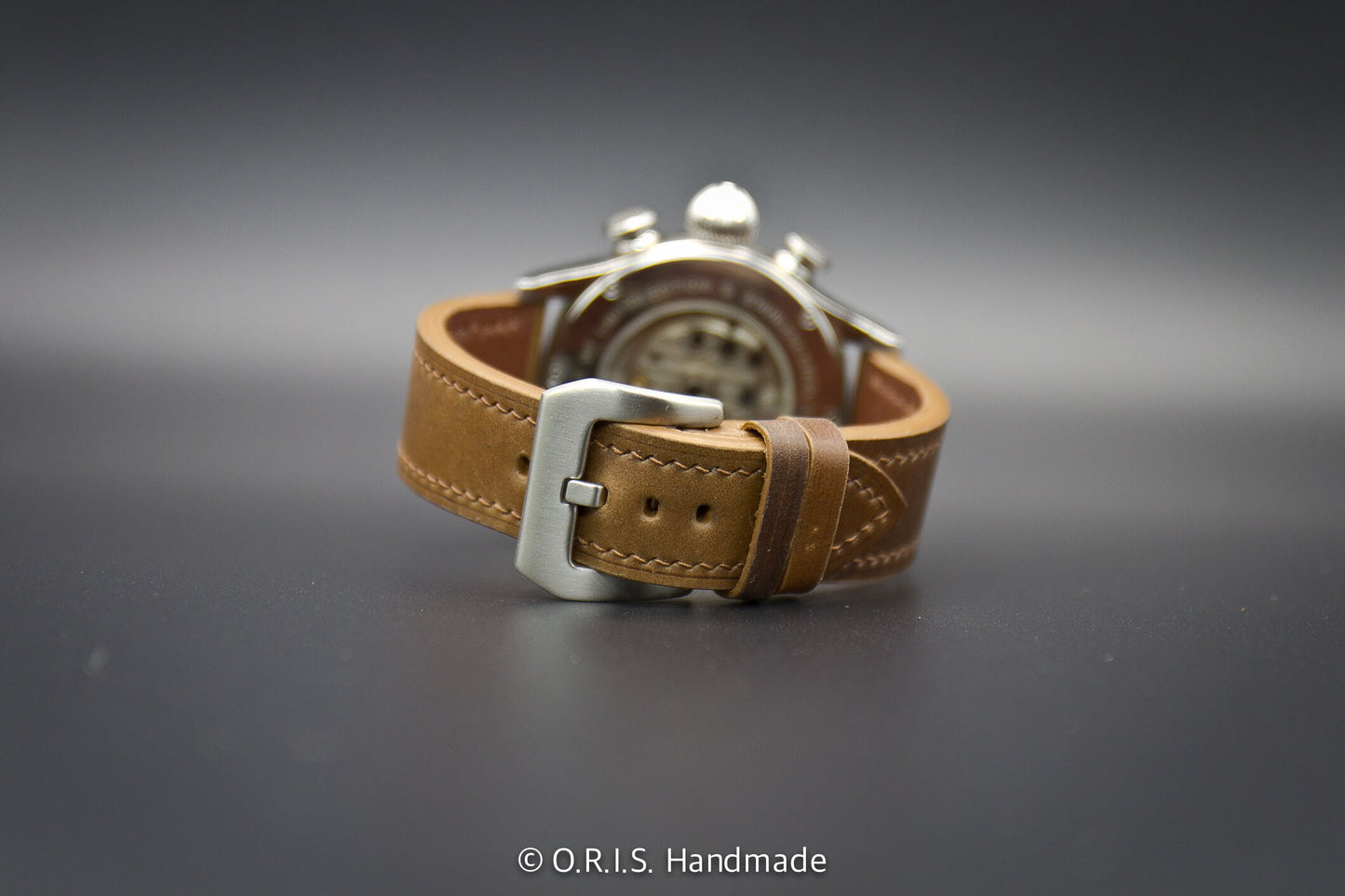 shell cordovan leather watch strap marbled cognac