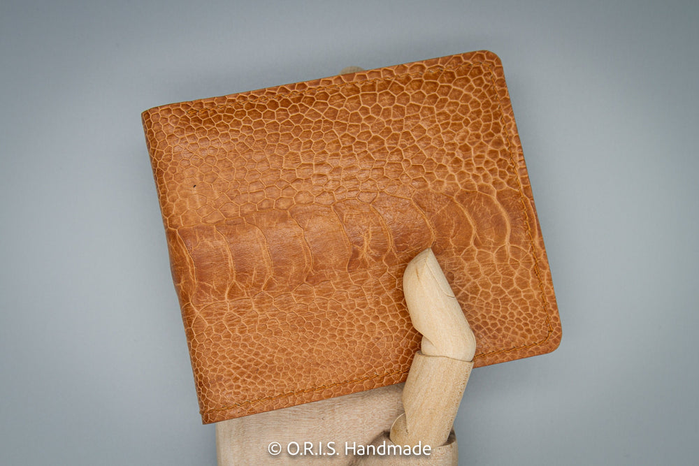 ostrich leather slim wallet