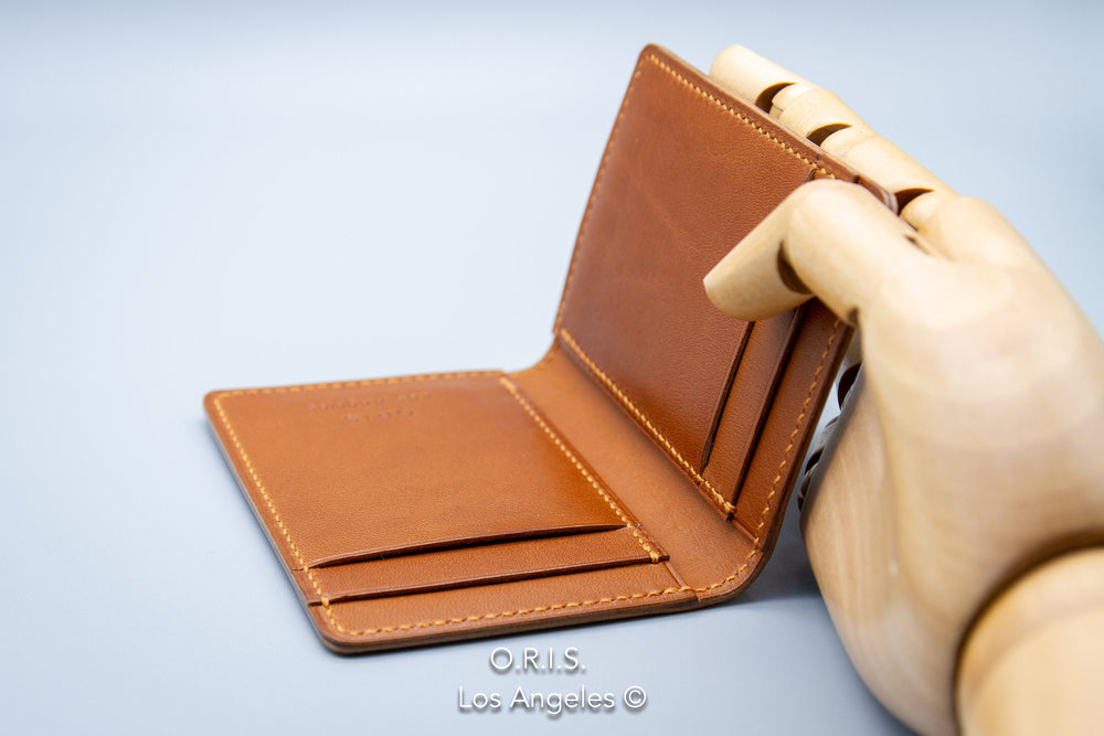 Compact Wallet in French Barenia Leather ORIS Handmade